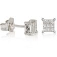 1 10 CTW Diamond Cluster Stud Earrings in 14KT White Gold For Discount