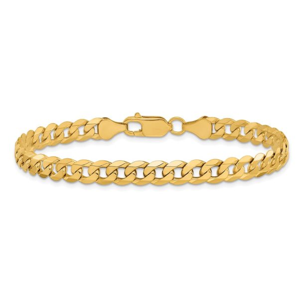 10KT Yellow Gold 9-inch 6.25MM Flat Beveled Curb Bracelet Online now