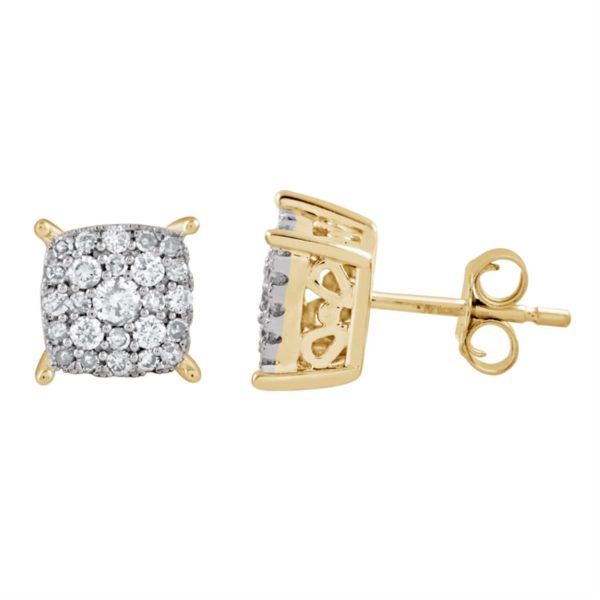 1 2 CTW Diamond Cluster Stud Earrings in 10KT Yellow Gold Supply