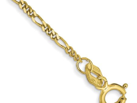 10KT Yellow Gold 7-inch 1.25MM Flat Figaro Bracelet For Discount