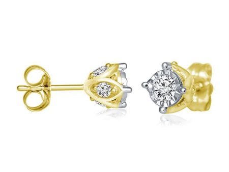 1 2 CTW Diamond Solitaire Illusion Set Stud Earrings in 10KT Yellow Gold Cheap