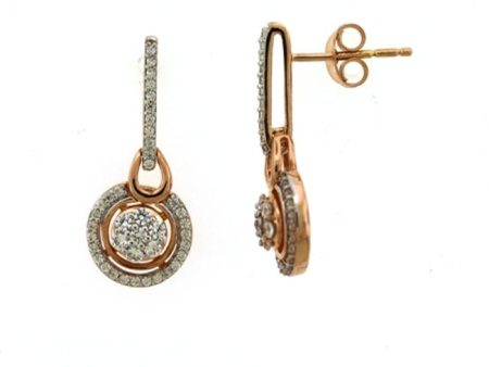 1 2 CTW Diamond Drop & Dangle Halo Earrings in 10KT Rose Gold For Cheap