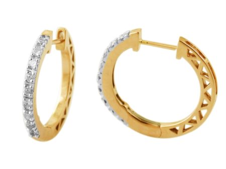 1 4 CTW Diamond Hoop Earrings in 10KT Yellow Gold Online Sale