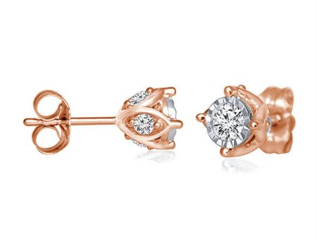 1 2 CTW Diamond Solitaire Illusion Set Stud Earrings in 10KT Rose Gold Supply