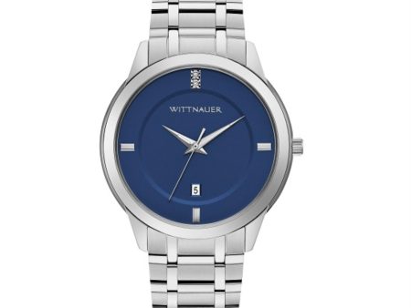 Wittnauer with 42MM Blue Round Dial Stainless Steel Watch Band. WN3088 For Cheap