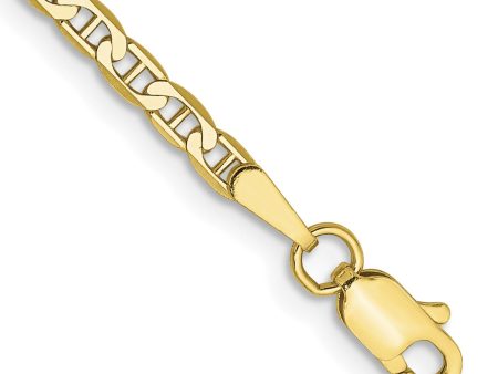 10KT Yellow Gold 7-inch 2.4MM Anchor Link Bracelet For Discount