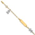 14KT Two-Tone 5.5-inch Children s Teddy Bear ID Bracelet w .5-inch Extender Sale