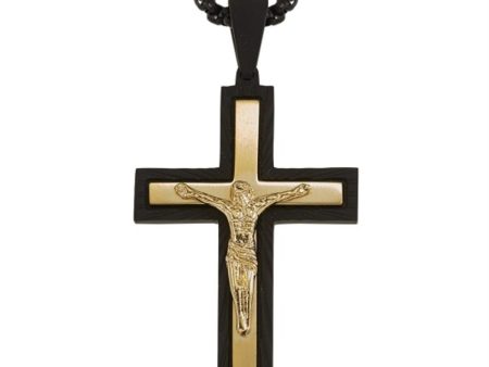 Yellow Stainless Steel 24-inch Crucifix Cross Pendant Discount