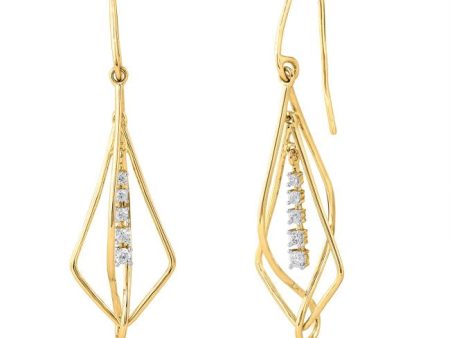 1 7 CTW Diamond Drop & Dangle Earrings in 10KT Yellow Gold Fashion