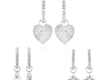 Sterling Silver 3-Pair Heart Star Hamsa Earrings Online