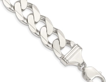 Sterling Silver 9-inch 15MM Lobster Clasp Curb Bracelet on Sale