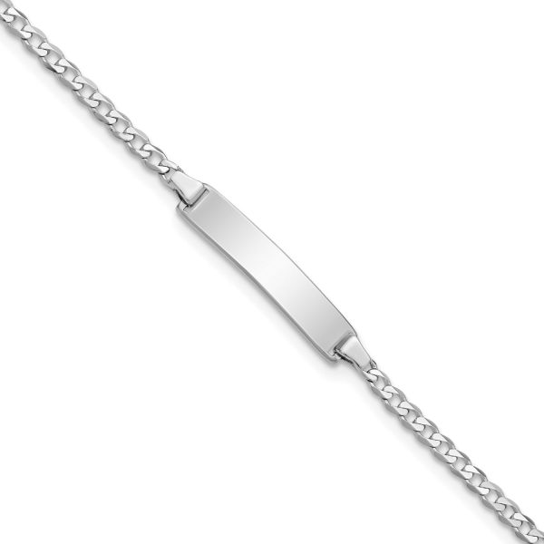 14KT White Gold 6-inch 4.2MM Childrens Curb ID Bracelet For Discount