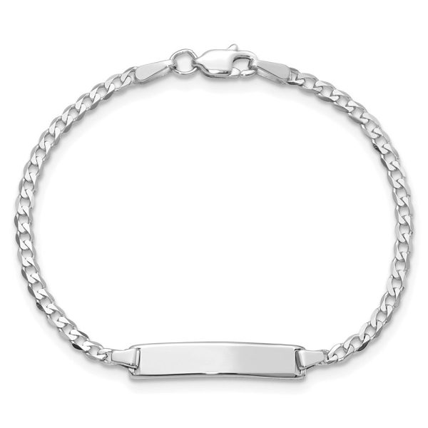 14KT White Gold 6-inch 4.2MM Childrens Curb ID Bracelet For Discount