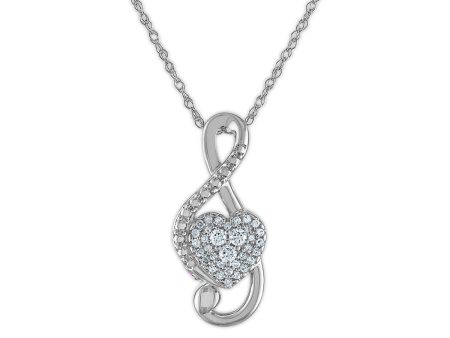 LoveSong 1 10 CTW Diamond Fashion Musical Note 18-inch Pendant in 10KT White Gold Discount