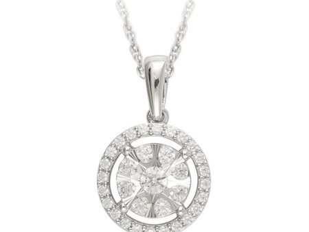 1 2 CTW Diamond Halo 18-inch Pendant in 10KT White Gold Online