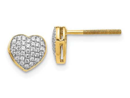 1 5 CTW Diamond Heart Stud Earrings in 14KT Yellow Gold Sale