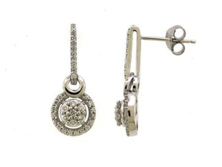 1 2 CTW Diamond Drop & Dangle Halo Earrings in 10KT White Gold Online Hot Sale