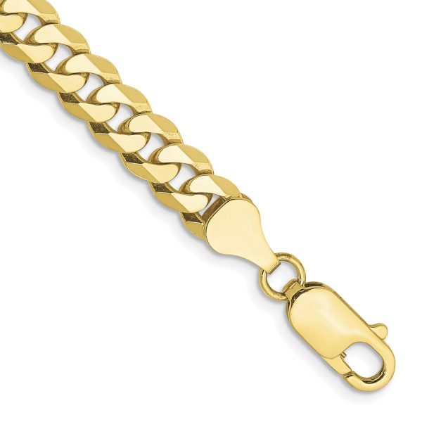 10KT Yellow Gold 9-inch 6.25MM Flat Beveled Curb Bracelet Online now