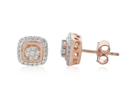 1 4 CTW Diamond Halo Stud Earrings in 10KT Rose Gold Online Hot Sale