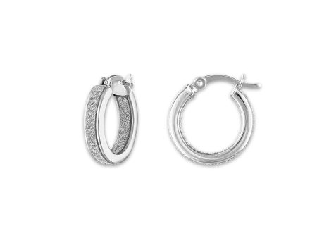 Sterling Silver 15MM 20MM 24MM Glitter Hoop Earrings Online Hot Sale