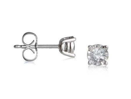 1 5 CTW Diamond Illusion Set Stud Earrings in Sterling Silver Sale