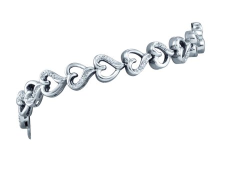 1 20 CTW Diamond Heart 7-inch Bracelet in Sterling Silver Online now