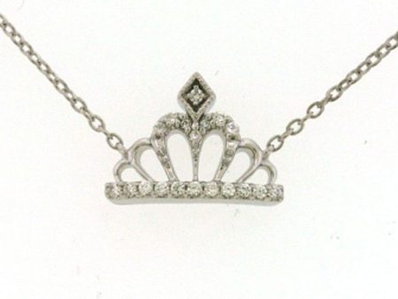 1 10 CTW Diamond Tiara Crown Necklace in Sterling Silver Online now