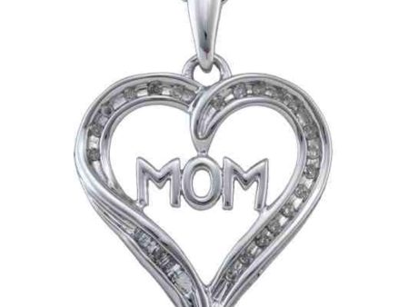 1 10 CTW Diamond Mom 18-inch Pendant in 10KT White Gold For Discount