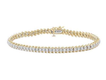 1 CTW Diamond 7-inch Tennis Bracelet in 10KT Yellow Gold For Sale