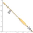 14KT Two-Tone 5.5-inch Children s Teddy Bear ID Bracelet w .5-inch Extender Sale