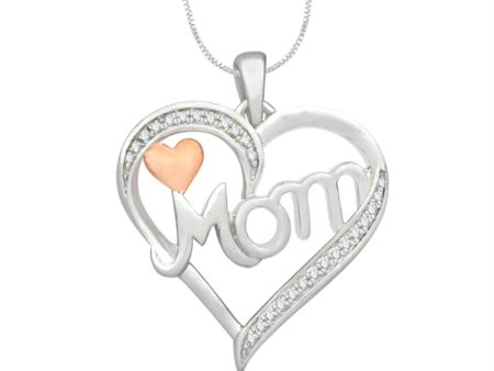 1 12 CTW Diamond Heart Mom 18-inch Pendant in Sterling Silver Online now