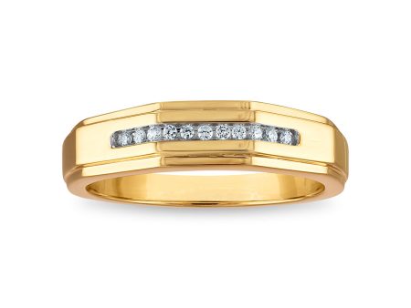 1 10 CTW Diamond Wedding Geometric Channel Set Ring in 10KT Yellow Gold For Discount