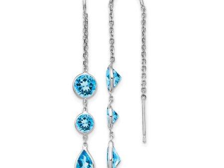 Swiss Blue Topaz Drop & Dangle Earrings in 14KT White Gold Discount