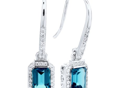 Sterling Silver Blue Cubic Zirconia Earrings Hot on Sale