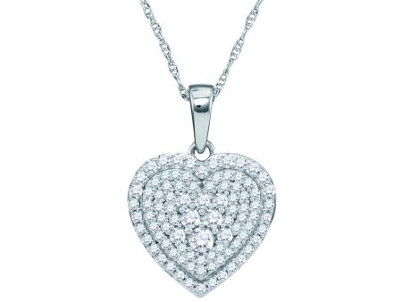 1 2 CTW Diamond Heart 18-inch Pendant in 10KT White Gold Fashion