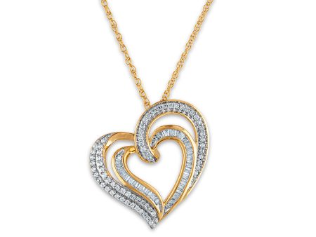 1 2 CTW Diamond Heart 18-inch Pendant in 10KT Yellow Gold Discount