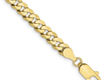 10KT Yellow Gold 7-inch 4.75MM Beveled Flat Curb Bracelet For Cheap