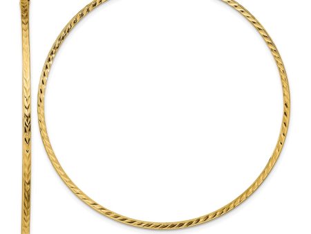 14KT Yellow Gold 59X1.35MM Diamond-cut Hoop Earrings Online Sale