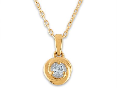 1 10 CTW Diamond Solitaire Love Knot 18-inch Pendant in 10KT Yellow Gold Hot on Sale