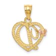 14k Two-Tone Initial D in Heart Charm Online Sale