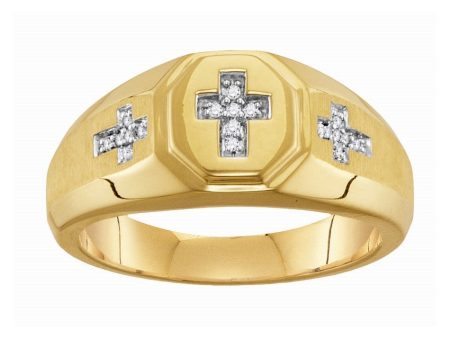 1 14 CTW Diamond Cross Ring in 10KT Yellow Gold Cheap