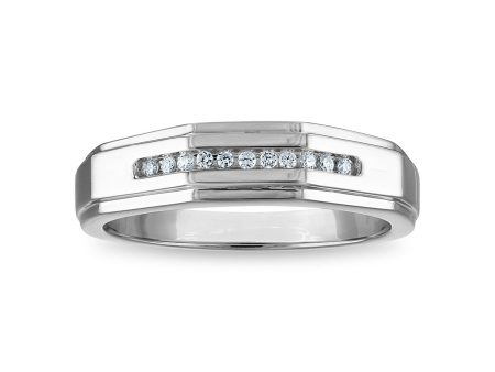 1 10 CTW Diamond Wedding Geometric Channel Set Ring in 10KT White Gold Online Hot Sale