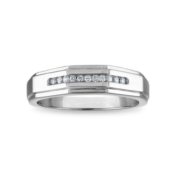 1 10 CTW Diamond Wedding Geometric Channel Set Ring in 10KT White Gold Online Hot Sale