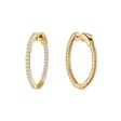 1 CTW Diamond In & Out Hoop Earrings in 14KT Yellow Gold Plated Sterling Silver For Sale