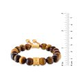 Yellow Stainless Steel 10MM Tiger Eye Bolo Bracelet For Sale