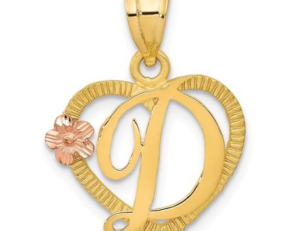 14k Two-Tone Initial D in Heart Charm Online Sale