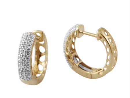 1 10 CTW Diamond Hoop Earrings in 10KT Yellow Gold Online Hot Sale