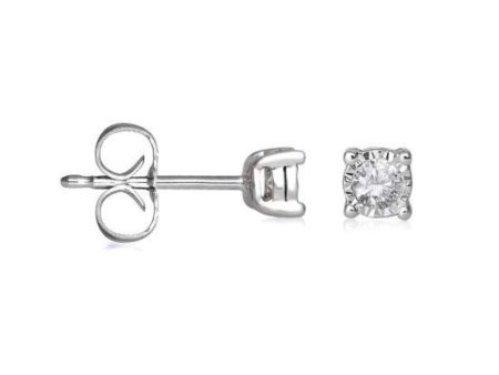 1 10 CTW Diamond Illusion Set Stud Earrings in Sterling Silver Online