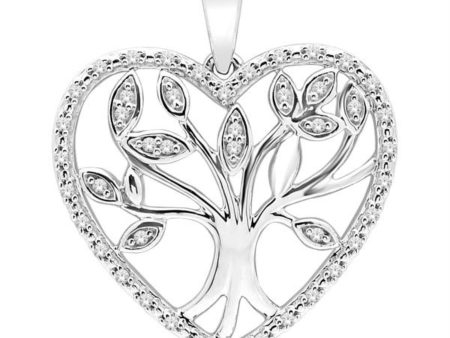 1 10 CTW Diamond Tree of Life 18-inch Pendant in Sterling Silver Online now