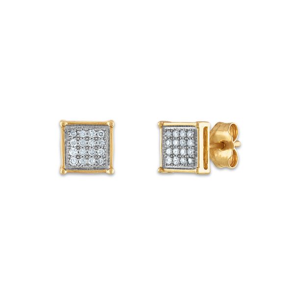 1 10 CTW Diamond Cluster Stud Earrings in 10KT Yellow Gold Online Hot Sale